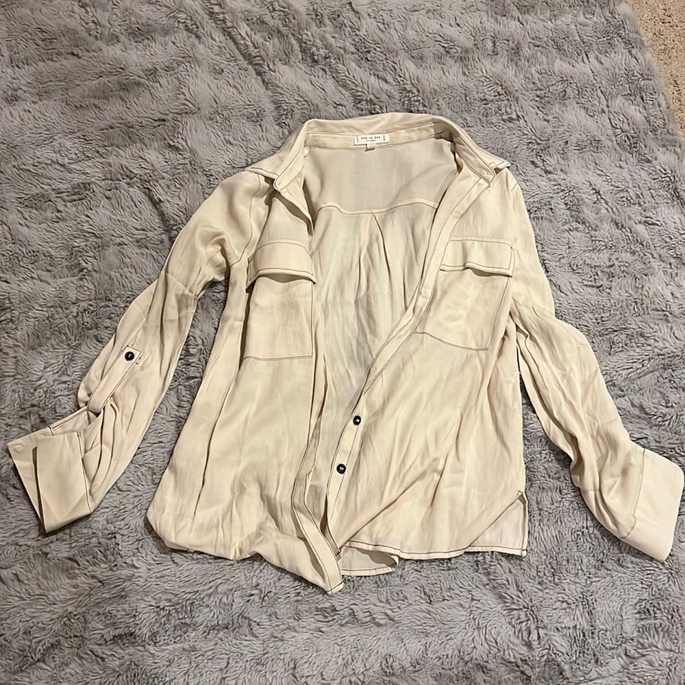 Cream button up top